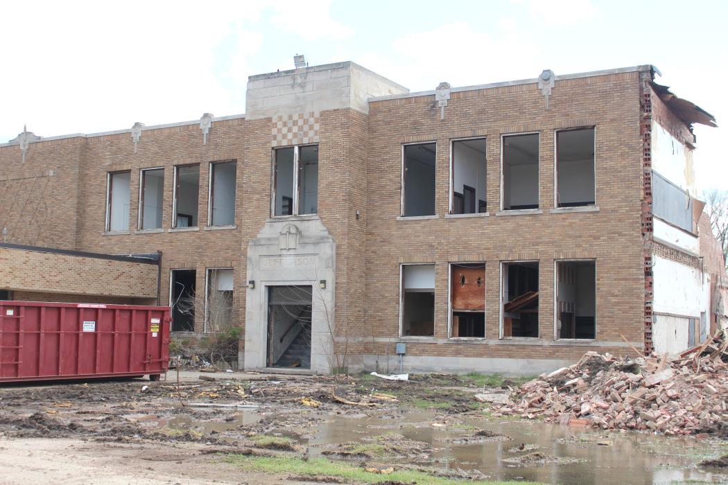 Demolition began on the old Jefferson High School building on April 18. Photos by Beth Hutcheson • times1reporter@gmail.com