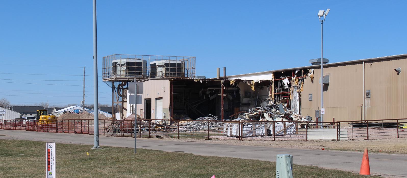 This week, March 18-22, Royal Canin began the demolition of their old facility. Since the building of their new facility has been completed, the old one is no longer needed for their operations. Photo by Beth Hutcheson • times1reporter@gmail.com