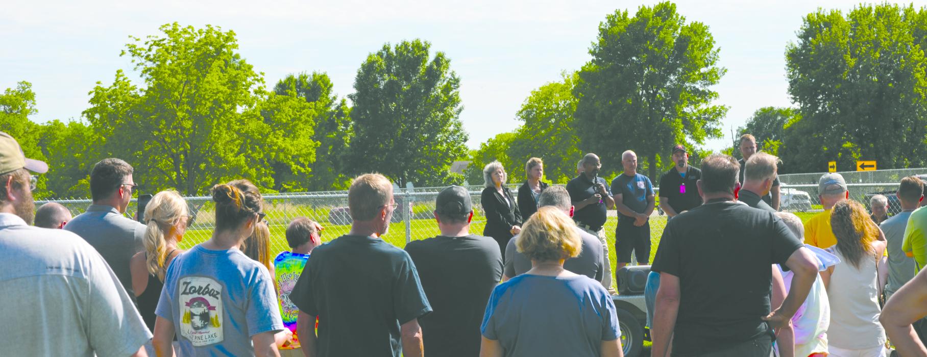 On Sunday, June 30, a crowd gathered near the Izaak Walton League, in McCook Lake, for a press conference to address the recent flooding to the area.