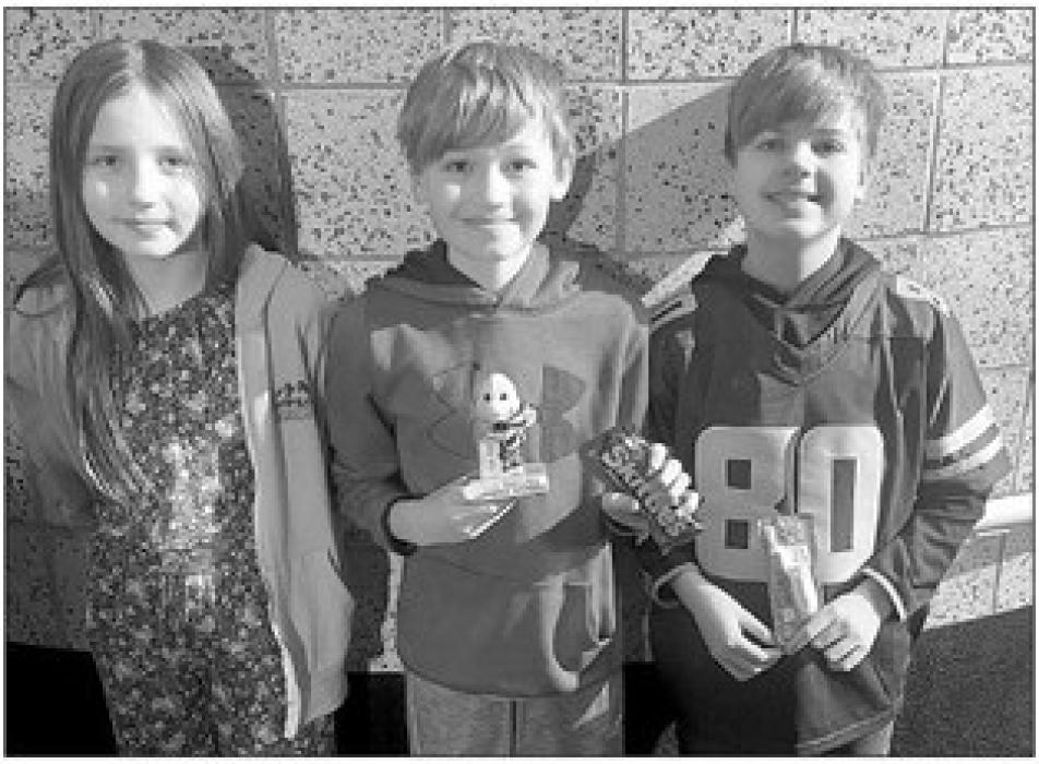 Dakota Valley 5th grade Spelling Bee winners were, from left, 3rd place Ella Greene, 1st place Jonathan Gould and 2nd place Decklan Johnson.